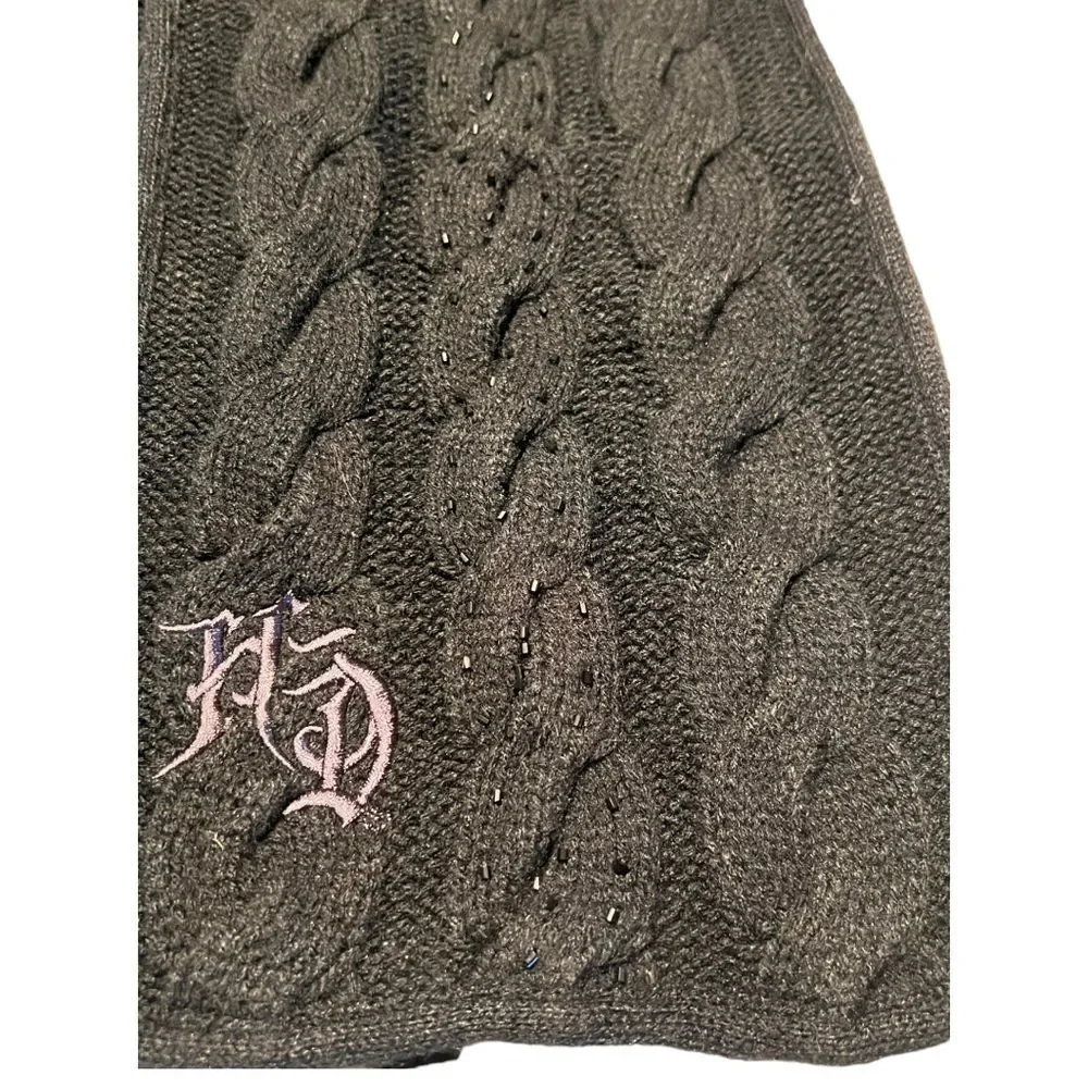 HARLEY-DAVIDSON LADIES BLACK KNIT SCARF WITH LOGO UNDERSTATED BLING
